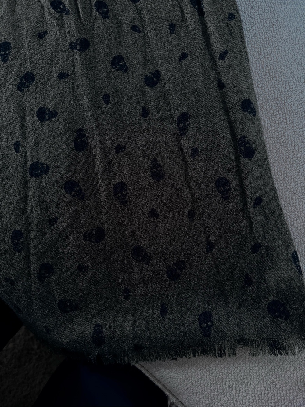 Mossimo Supply Co. Dark Green Scarf with Black Skull Print